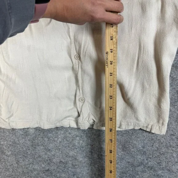 Common People Linen Blend Textured Polka Dot Button Up Shirt Size L Resort Wear - Picture 7 of 14